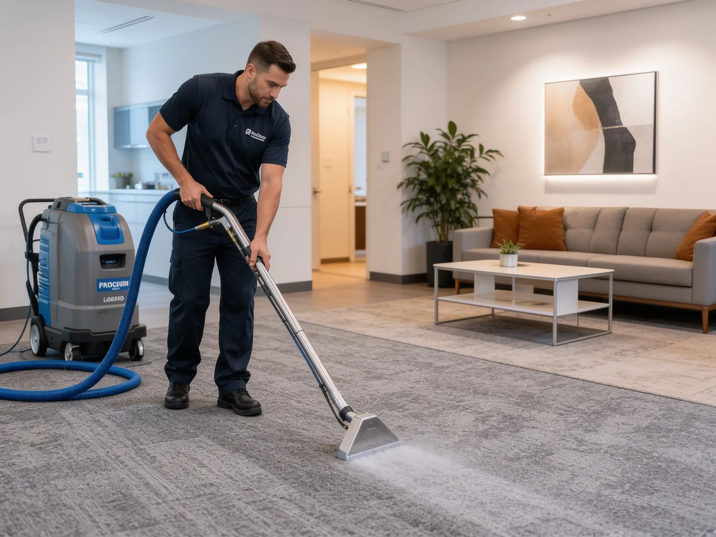 Carpet cleaning in an Ottawa office lounge
