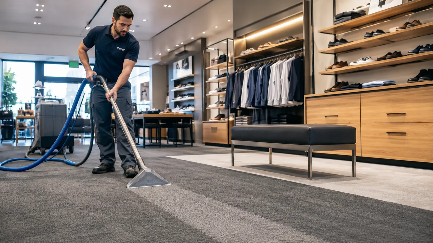 Hotel hallway carpet cleaning